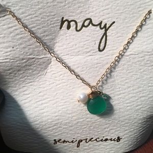 Emerald birthstone charm pendant necklace